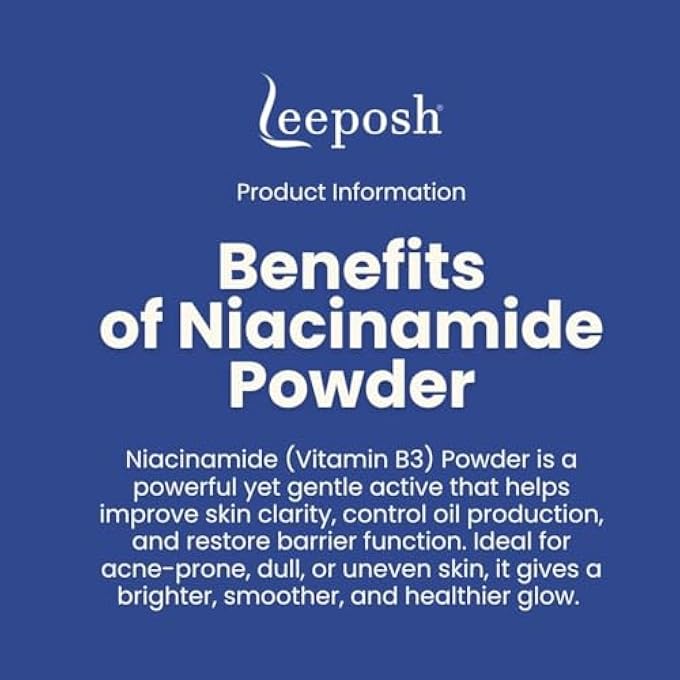 leeposh NIACINAMIDE POWDER VITAMIN B3 POWDER FOR MAKING SKIN BRIGHTENING SERUM, CREAM FOR 20 GM - Image 3